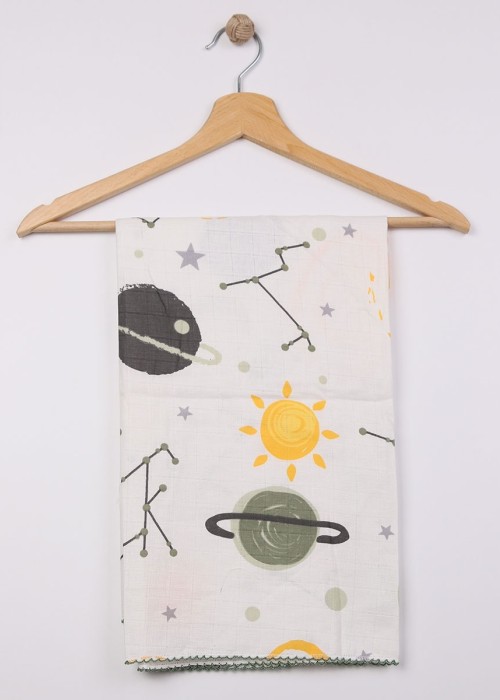 Gezegen Desenli Müslin Bebe Battaniye