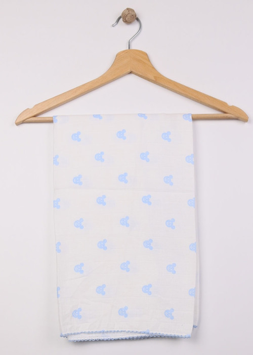 Ayıcık Desenli Müslin Bebe Battaniye