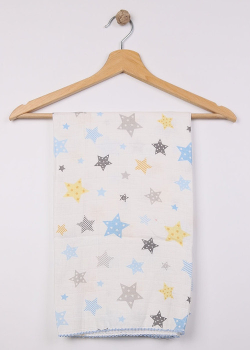 Yıldız Desenli Müslin Bebe Battaniye