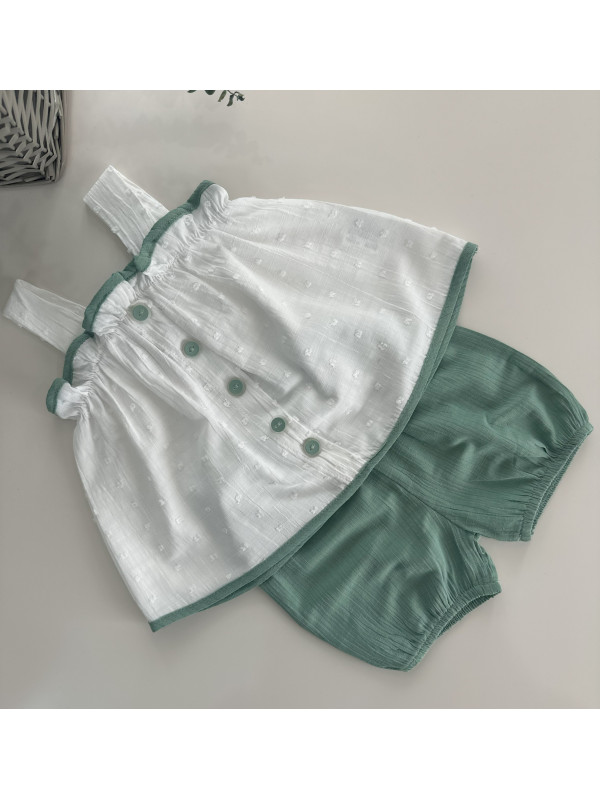 Kız Bebek Askılı Şortlu Takım
