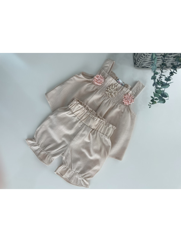 Kız Bebek Askılı Çiçekli Takım