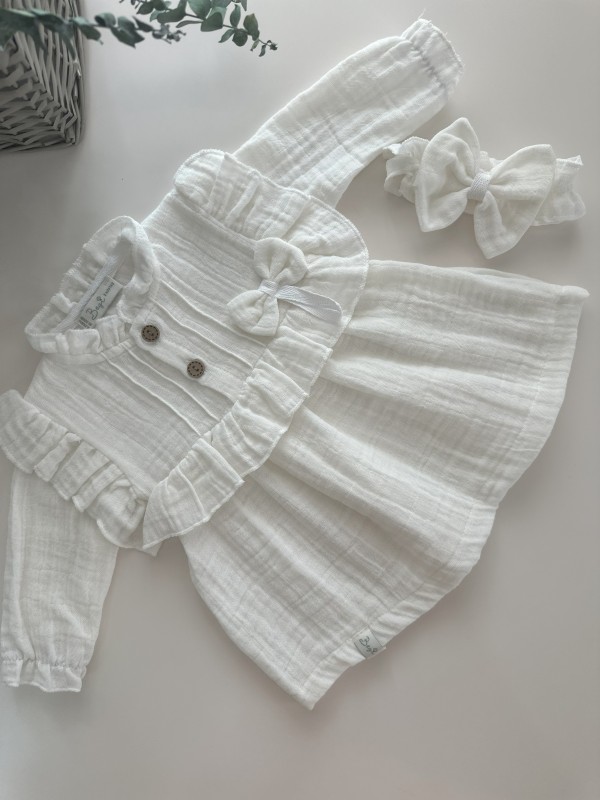 Kız Bebek Fırfırlı Müslin Elbise