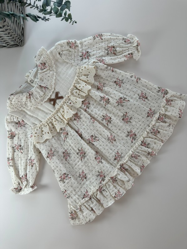 Kız Bebek Çiçekli Müslin Elbise