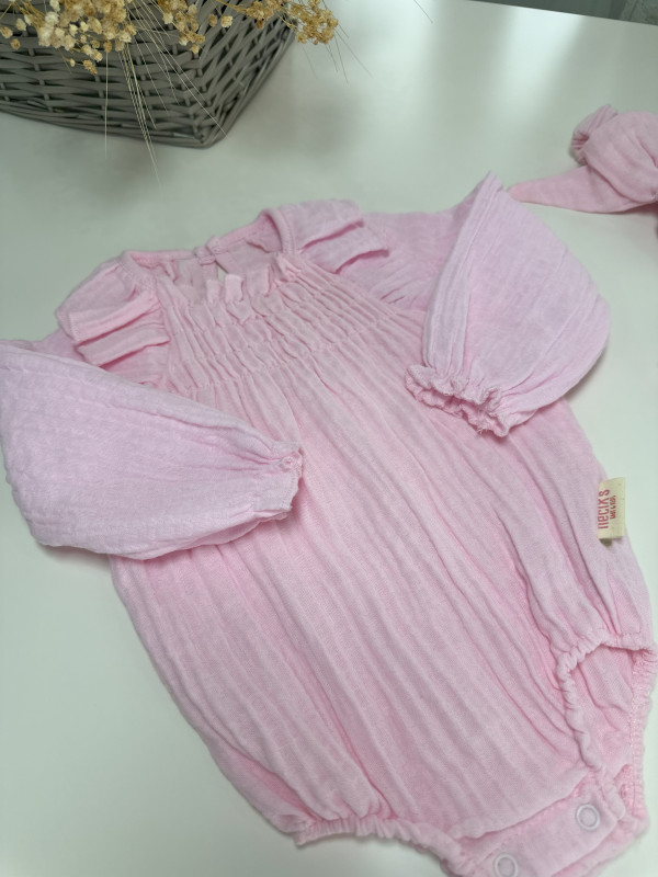 Kız Bebek 3 Parça Pembe Tulum
