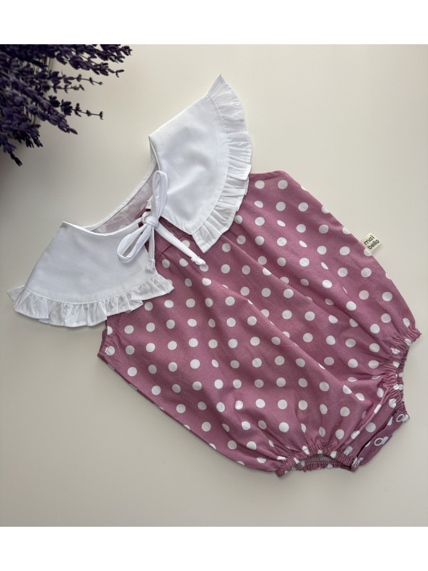 Kız Bebek Puantiyeli Bebe Yaka Romper