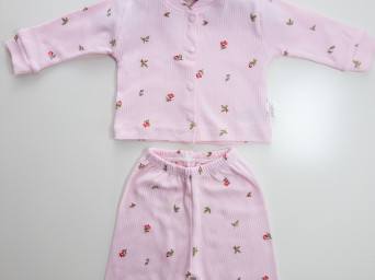 Lale Desenli Pembe Pijama Takımı