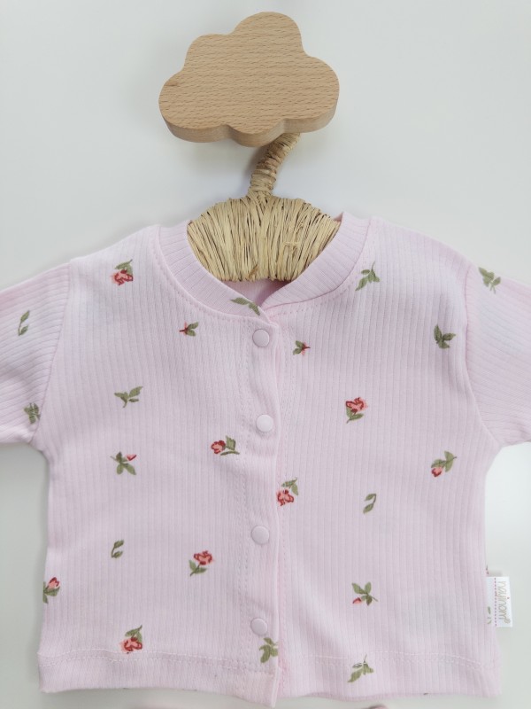 Kız Bebek Lale Desenli Pembe Pijama Takımı