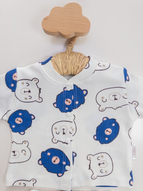 Erkek Bebek Ayıcık Desenli Mavi Pijama Takımı