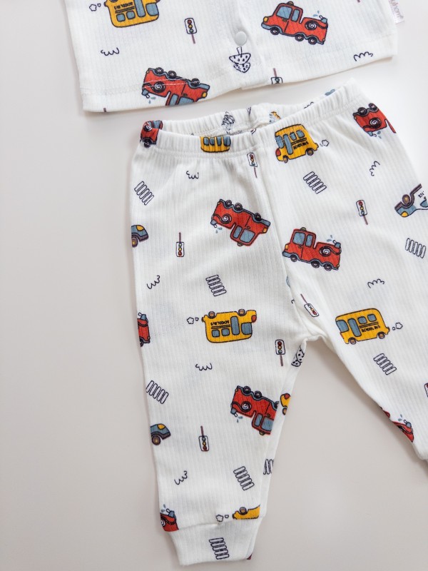 Erkek Bebek Araba Desenli Pijama Takımı