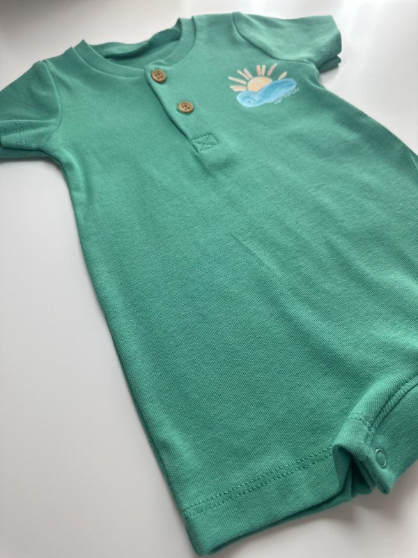 Erkek Bebek Güneş Baskılı Yeşil Tulum