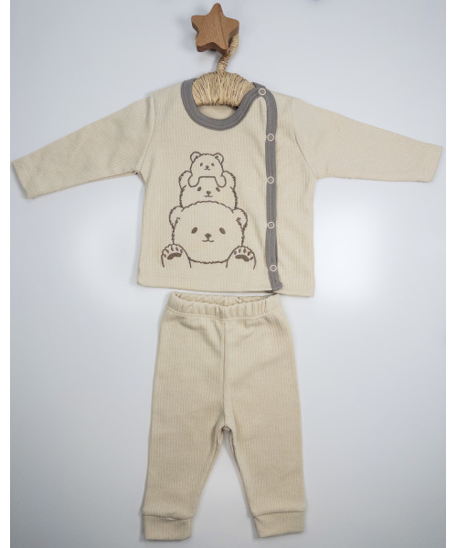 Ayıcık Ailesi Desenli Pijama Takımı