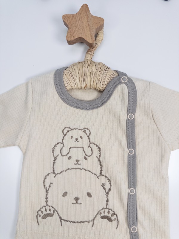 Erkek Bebek Ayıcık Ailesi Desenli Pijama Takımı