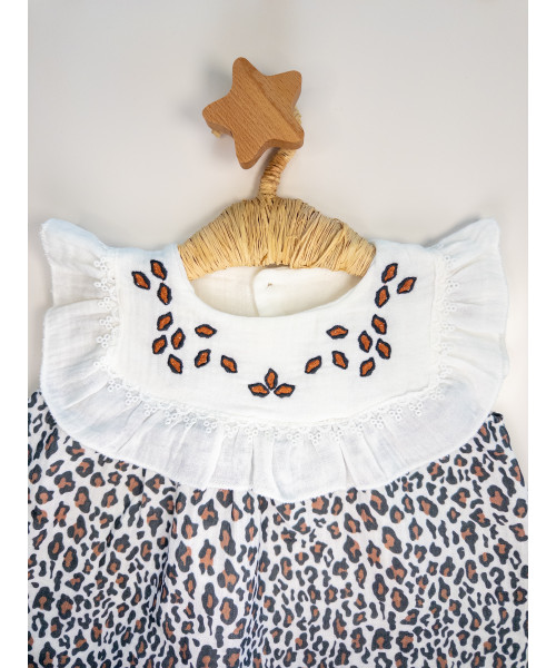 Leopar Desenli Bandanalı Elbise