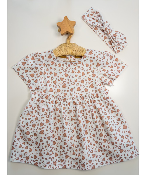 Leopar Desenli Bandanalı Elbise