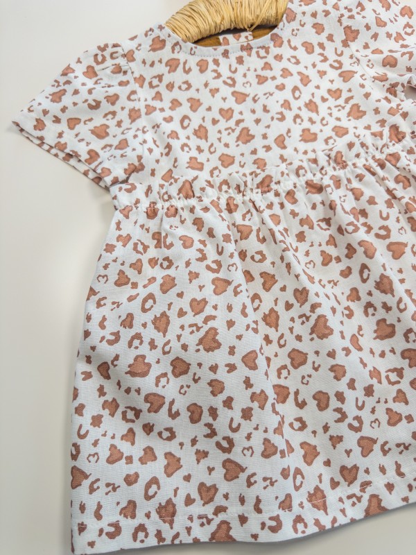 Kız Bebek Leopar Desenli Bandanalı Elbise