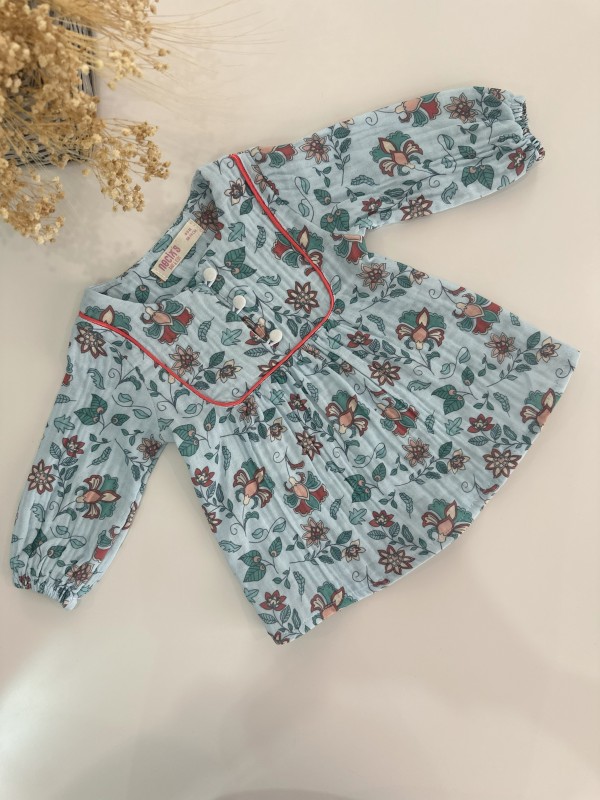 Kız Bebek Ethnic Desen Müslin Elbise