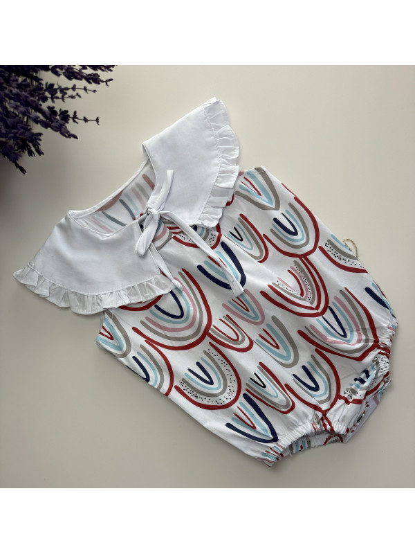 Kız Bebek Gökkuşağı Bebe Yaka Romper